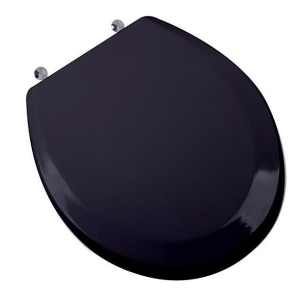 Plumbing Technologies Plumbing Technologies 1F1R6-90CH Premium Molded Round Front Wood Toilet Seat with Chrome Metal Hinges; Black 1F1R6-90CH